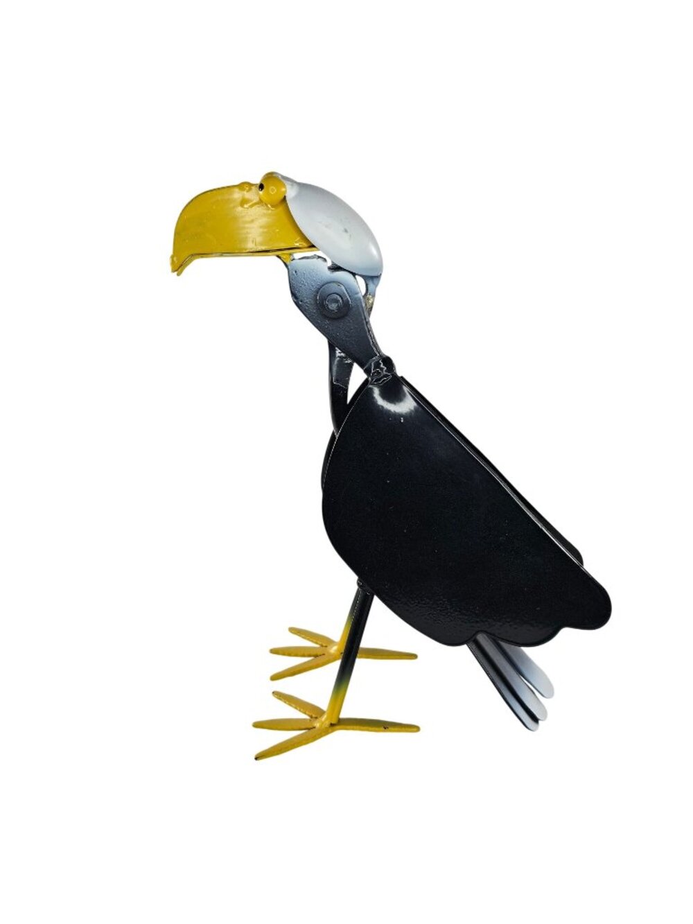 Metal Recycled Bald Eagle Bird Statue Handcrafted Outdoor Garden Decor 7"